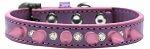 Crystal and Light Pink Spikes Dog Collar (Size: Lavender Size 10)