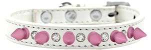 Crystal and Light Pink Spikes Dog Collar