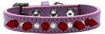 Crystal and Red Spikes Dog Collar (Size: Lavender Size 10)