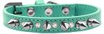 Crystal and Silver Spikes Dog Collar (Size: Aqua Size 10)