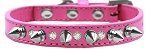 Crystal and Silver Spikes Dog Collar (Size: Bright Pink Size 10)