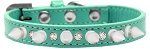 Crystal and White Spikes Dog Collar (Size: Aqua Size 10)