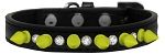 Crystal and Neon Yellow Spikes Dog Collar (Size: Black Size 10)