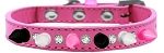 Crystal with Black, White and Bright Pink Spikes Dog Collar (Size: Bright Pink Size 10)