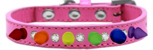 Crystal with Rainbow Spikes Dog Collar