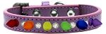 Crystal with Rainbow Spikes Dog Collar (Size: Lavender Size 10)