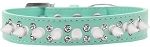 Double Crystal and White Spikes Dog Collar (Size: Aqua Size 12)