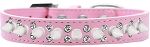 Double Crystal and White Spikes Dog Collar (Size: Light Pink Size 12)