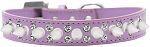 Double Crystal and White Spikes Dog Collar (Size: Lavender Size 12)