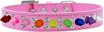 Double Crystal with Rainbow Spikes Dog Collar (Size: Bright Pink Size 12)