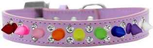 Double Crystal with Rainbow Spikes Dog Collar