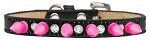 Crystal and Bright Pink Spikes Dog Collar (Size: Black Ice Cream Size 10)