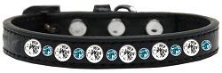 Posh Jeweled Rhinestone Dog Collar (Size: Black with Aqua Size 10)