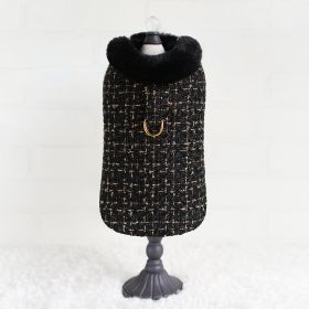 Chantel Tweed Dog Coat (Size: S, Color Option: Black)