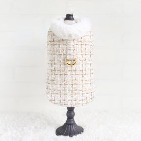 Chantel Tweed Dog Coat (Size: S, Color Option: Cream)