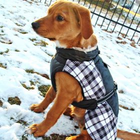 Alpine All-Weather Dog Coat (Size: X-Small, Color: Black and White Plaid)