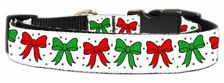 Christmas Bows Nylon Dog Collar (Option: Medium Narrow)