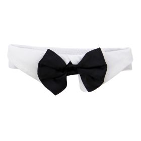 Black Satin Bow Tie with White Collar (Size: X-Small)