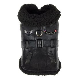 Black Top Flight Bomber Dog Coat (Size: Medium)