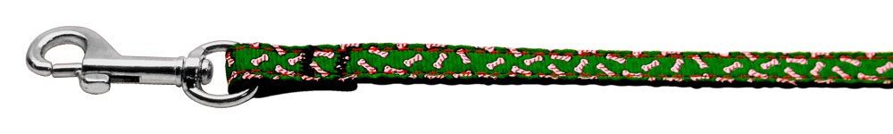 Candy Cane Bones Nylon and Ribbon Collars (Option: 3/8'' wide x 4' Leash)