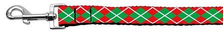 Christmas Argyle Nylon Ribbon Leash (Option: 1 inch wide 6ft Long)