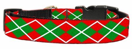 Christmas Argyle Nylon Ribbon Collar (Option: Medium)