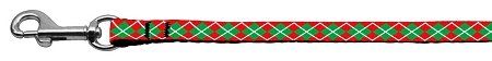 Christmas Argyle Nylon Ribbon Leash (Option: 3/8 wide 6ft Long)