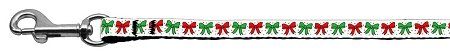 Christmas Bows Nylon Ribbon Leash (Option: 3/8 wide 6ft Long)