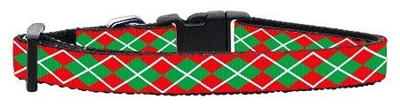 Christmas Argyle Nylon Ribbon Collar (Option: Small)