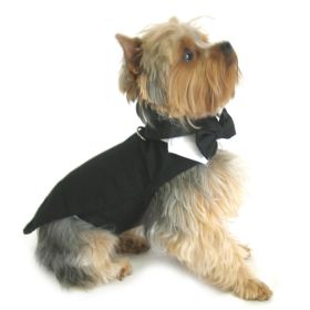 Black Tuxedo w/Tails Dog Harness, w/ Bow Tie and Cotton Collar (Size: XX-Small)