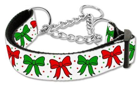 Christmas Bows Nylon Ribbon Collar Martingale (Option: Medium)