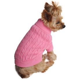 Dog Cable Knit 100% Cotton Sweater (Size: XX-Small, Color: Candy Pink)