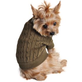 Dog Cable Knit 100% Cotton Sweater (Size: XX-Small, Color: Herb Green)