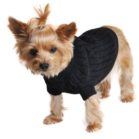 Dog Cable Knit 100% Cotton Sweater (Size: XX-Small, Color: Jet Black)