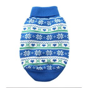 Dog Cable Knit 100% Cotton Sweater (Size: XX-Small, Color: Snowflakes and Hearts Blue)