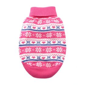 Dog Cable Knit 100% Cotton Sweater (Size: XX-Small, Color: Snowflakes and Hearts Pink)