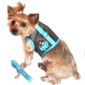 Cool Mesh Dog Harness Under the Sea Collection (Size: X-Small, Color: Pirate Octopus Blue and Black)