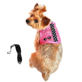 Cool Mesh Dog Harness Under the Sea Collection (Size: X-Small, Color: Sunglasses Pink and Black Polka Dot)