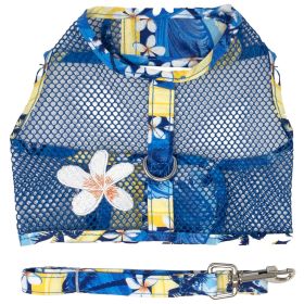 Island Tropical Cool Mesh Dog Harness with Leash / Hawaiian Luau (Size: X-Small, Color: Catching Waves)