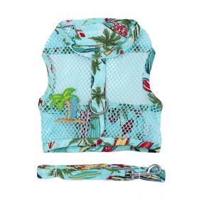 Island Tropical Cool Mesh Dog Harness with Leash / Hawaiian Luau (Size: X-Small, Color: Surfboards and Palms)