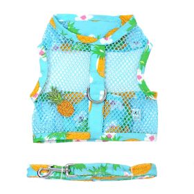 Island Tropical Cool Mesh Dog Harness with Leash / Hawaiian Luau (Size: X-Small, Color: Pineapple Luau)