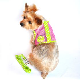 Cool Mesh Dog Harness Under the Sea Collection (Size: X-Small, Color: Frog Green Dot and Pink)