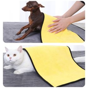 New coral velvet speed pet dry towel dog cat bath towel soft absorbent pet bath towel (Color: [Large dog] 70 * 140cm, Color / Size: Yellow)