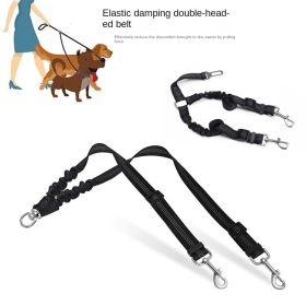 Dog Double Leashes - No Tangle Dog Leash Coupler; Comfortable Shock Absorbing Reflective Bungee Lead for Nighttime Safety (Use: grey)