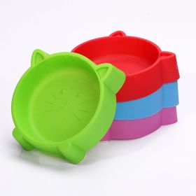 Non-slip healthy cat face bowl cartoon small pet bowl cat bowl dog bowl (Option: colourLight blue)