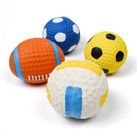 Squeaky Dog Toys; Natural Latex Rubber Dog Balls;  Soft ;  Bouncy & Durable for Small Medium Dogs Puppy Interactive Chew Sound Fetch Play (Use: Smiley Rugby)