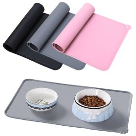 Silicone Dog Cat Bowl Mat Non-Stick Pet Fountain Tray Waterproof Food Pad Puppy Dogs Feeding Drinking Mat Easy Washing Placemat (Option: colorgray)