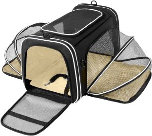 Pet Carrier Expandable Foldable Soft Dog Bag Backpack 5 Open Doors Reflective Tapes Pet Travel Bag Carrier for Cats (Option: ColorBlack)