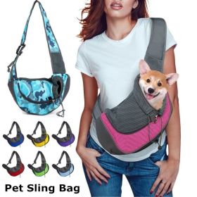 Pet Puppy Carrier S/L Outdoor Travel Dog Shoulder Bag Mesh Oxford Single Comfort Sling Handbag Tote Pouch (Color: Dark Blue, Color / Size: S)