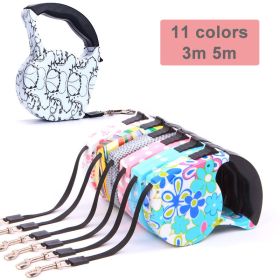 3m 5m Retractable Dog Leash 11 Colors Fashion Printed Puppy Auto Traction Rope Nylon Walking Leash for Small Dogs Cats Pet Leads (Color: color 5, Color / Size: 5M)